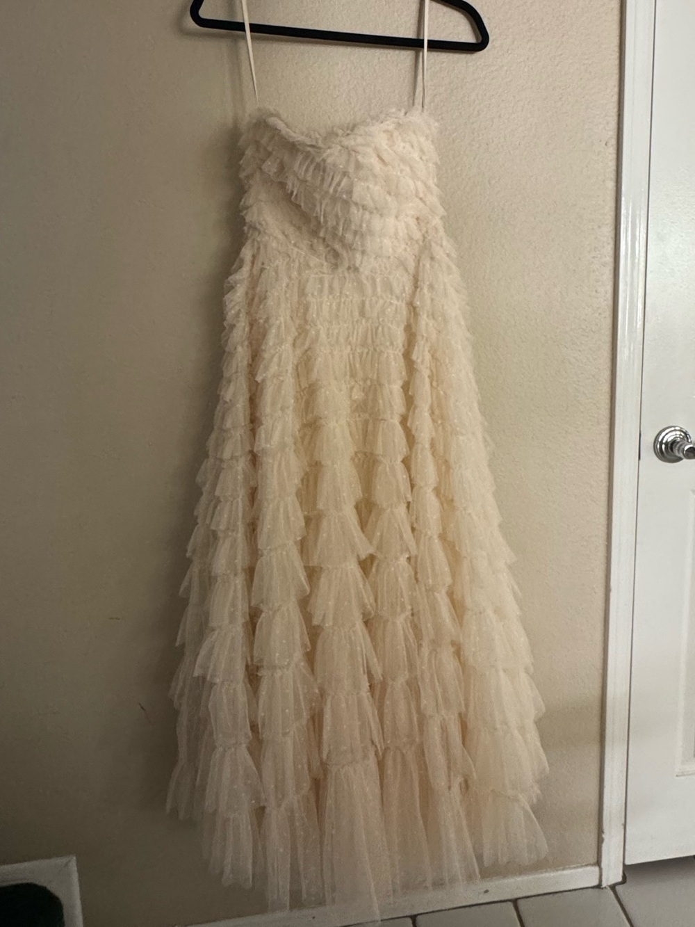 Needle & Thread Ivory Strapless Tulle Dress